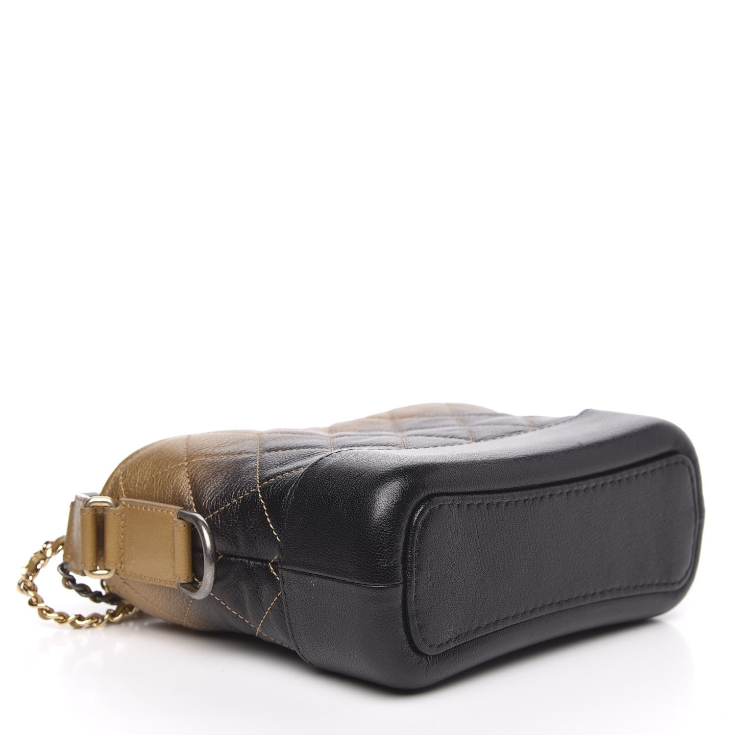 Chanel Metallic Goatskin Quilted Small Gabrielle Hobo Gold Black 4 of 13