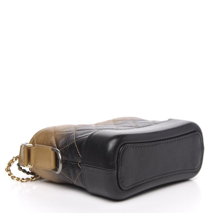 Chanel Metallic Goatskin Quilted Small Gabrielle Hobo Gold Black 4 of 13