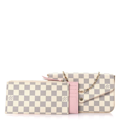 Louis Vuitton Damier Azur Pochette Felicie Chain Wallet Rose Ballerine 3 of 11