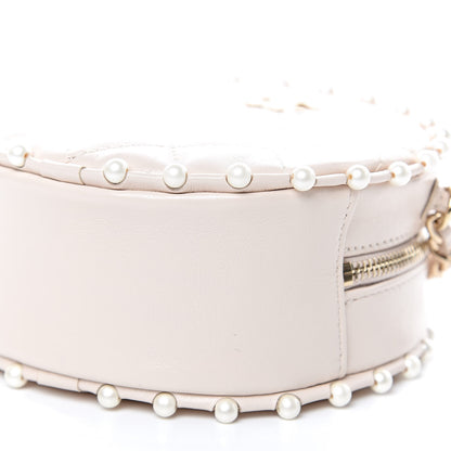 Chanel Calfskin Quilted Pearl Round Clutch With Chain White 9 of 10