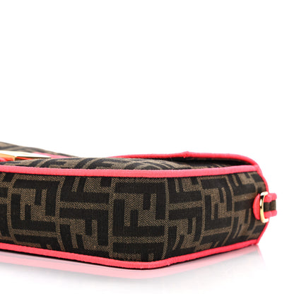 Fendi Fabric Jacquard FF 1974 Large Baguette Tobacco Moro Fuxia Fluo 14 of 14