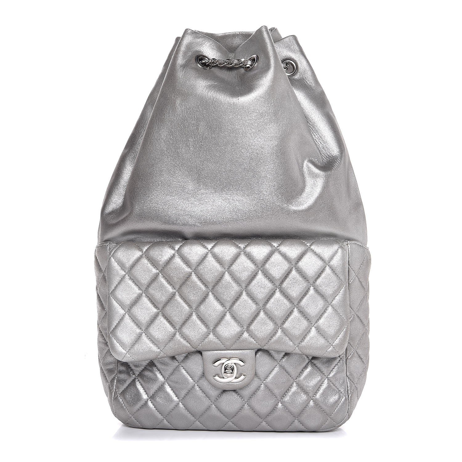 Chanel Metallic Lambskin Quilted Large In Seoul Backpack Silver 1 of 7