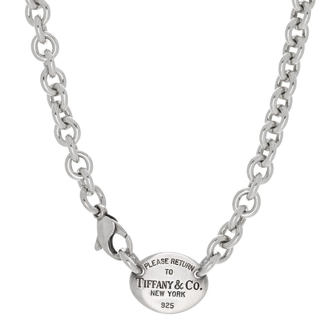 Sterling Silver Return to Tiffany Oval Tag Choker Necklace