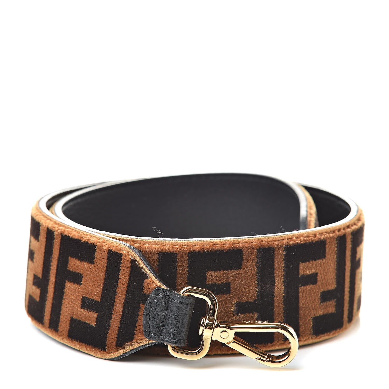Fendi Velvet Tapestry FF Strap You Tobacco 1 of 4