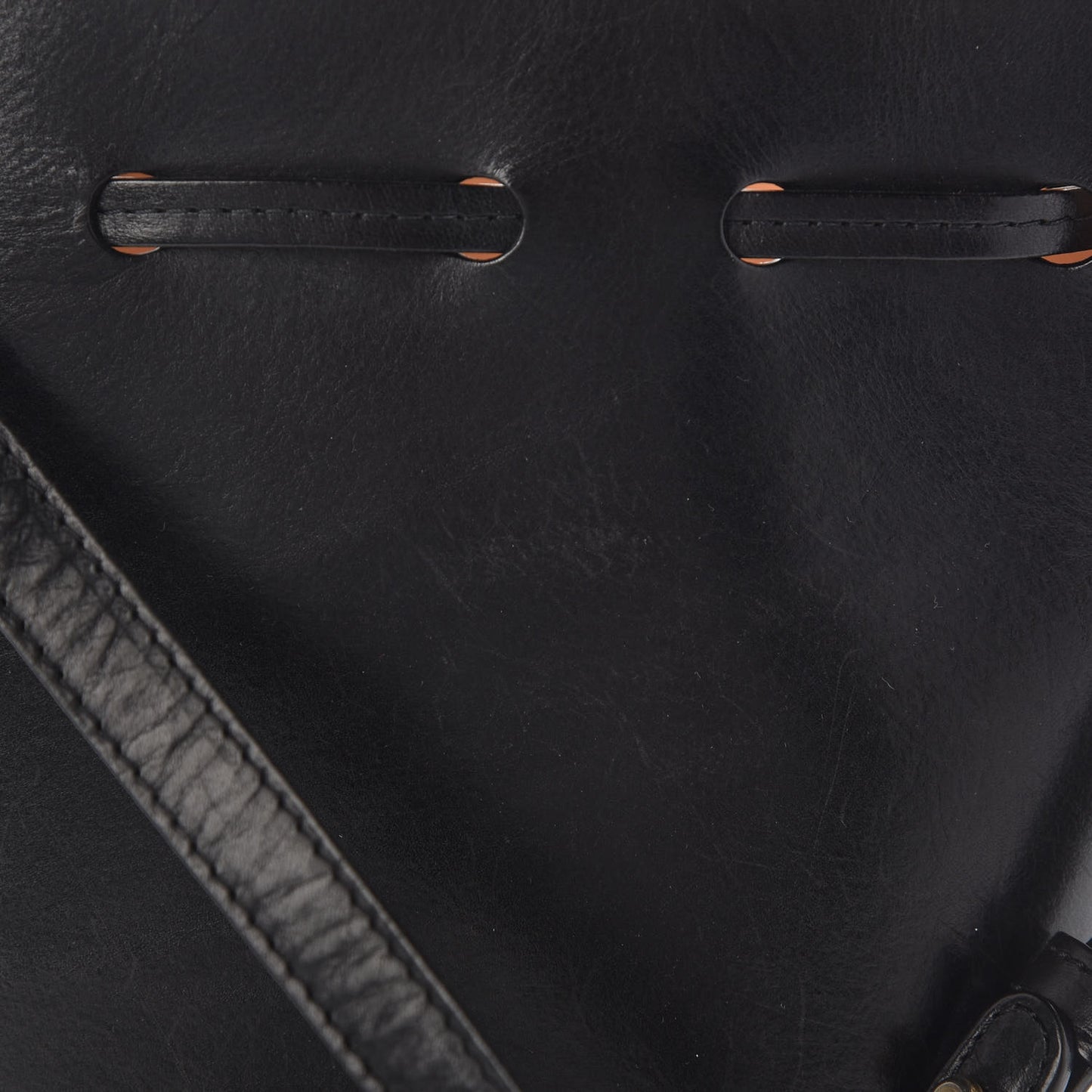 Vegetable Tanned Calfskin Mini Mini Bucket Bag Black Ballerina