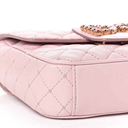 Dolce & Gabbana Lambskin Quilted Crystal Embellished Mini Millennial Shoulder Bag Rosa Carne 7 of 8
