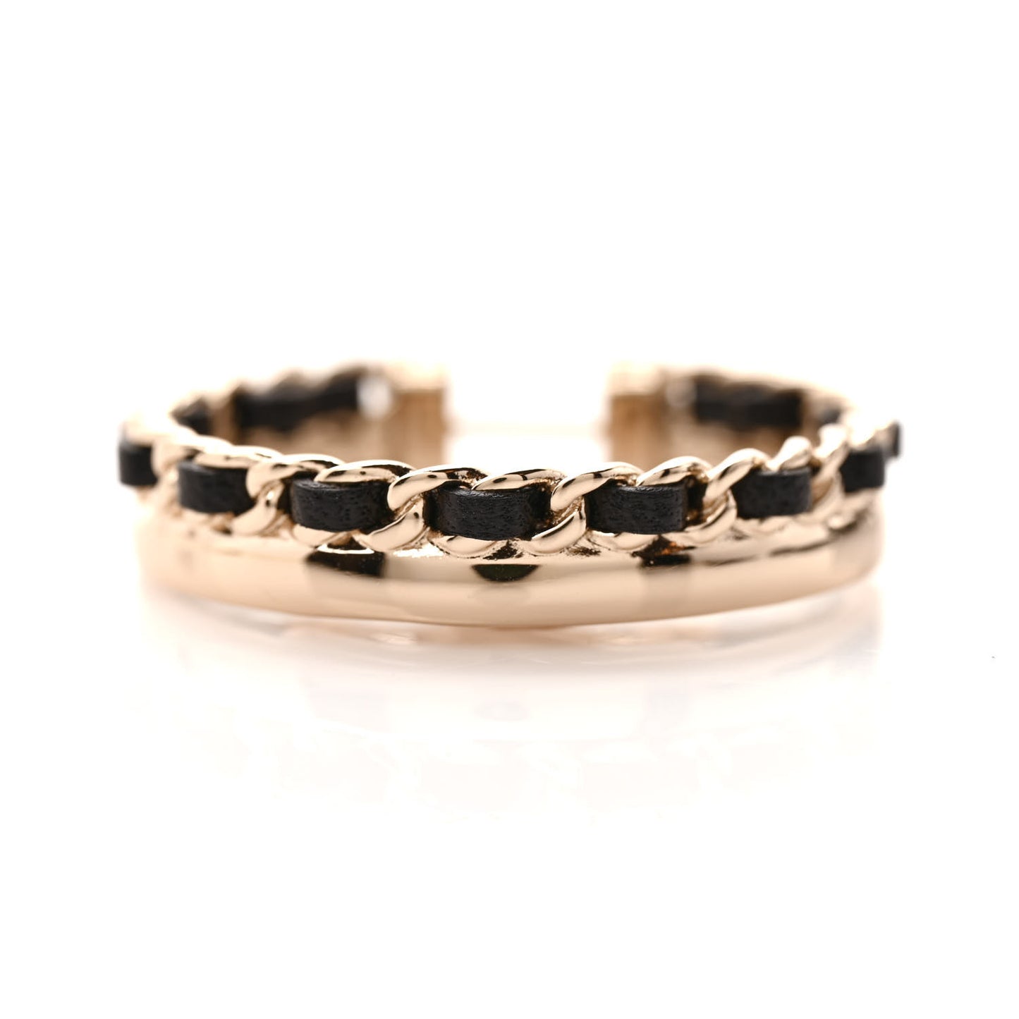 Lambskin CC Chain Hoop Earrings Black Gold