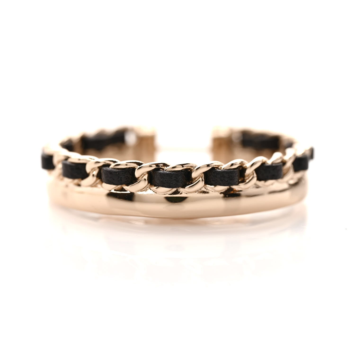 Chanel Lambskin CC Chain Hoop Earrings Black Gold 4 of 4