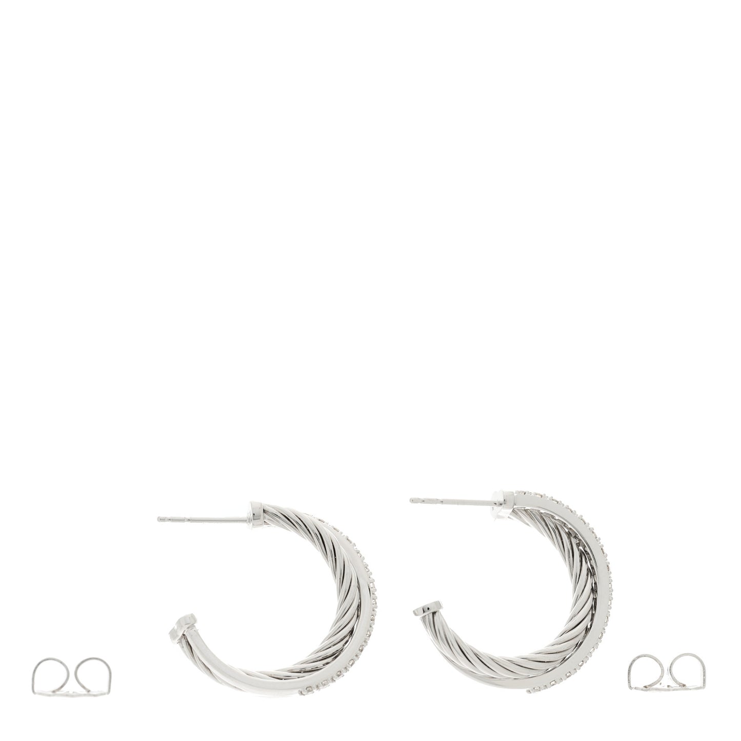 Sterling Silver Diamond Small Crossover Hoop Earrings