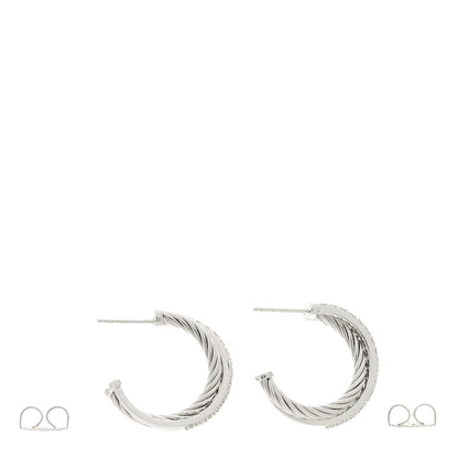 David Yurman Sterling Silver Diamond Small Crossover Hoop Earrings 3 of 4