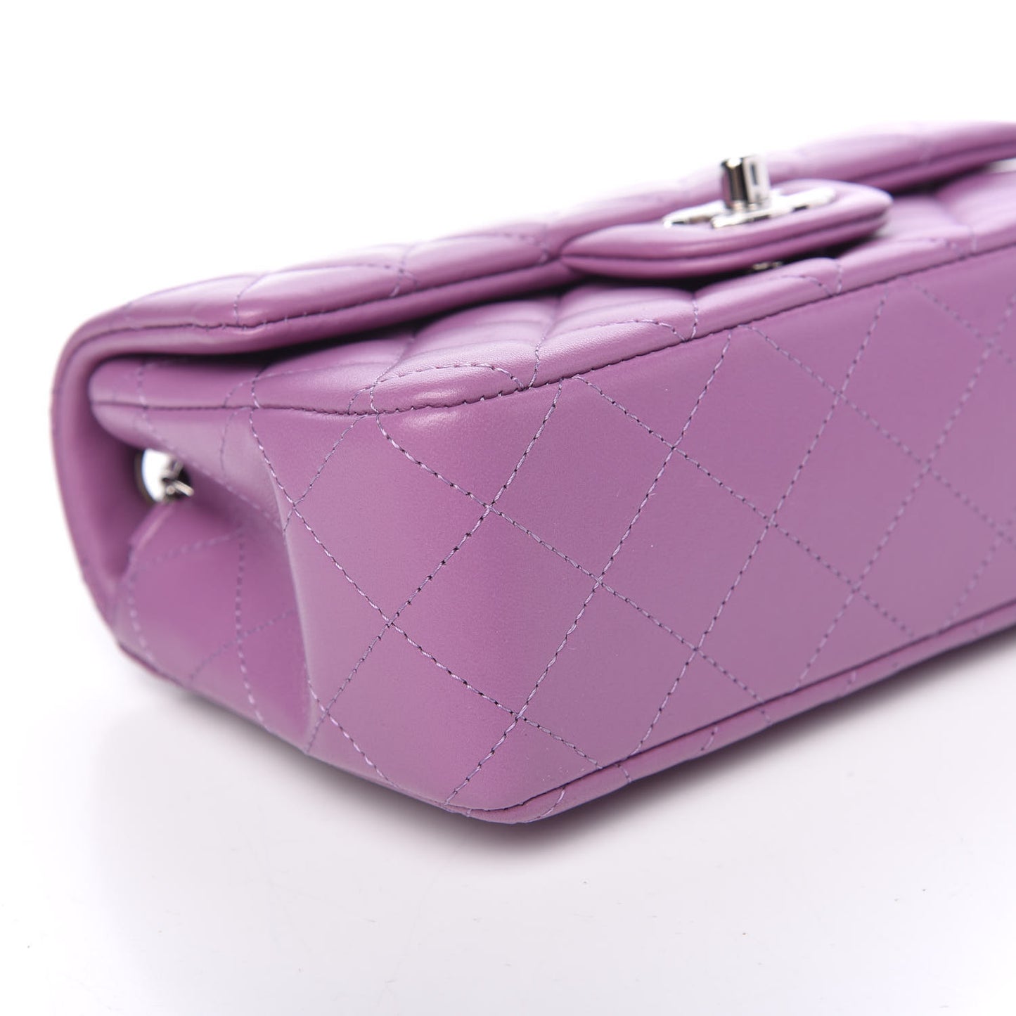 Lambskin Quilted Mini Rectangular Flap Purple