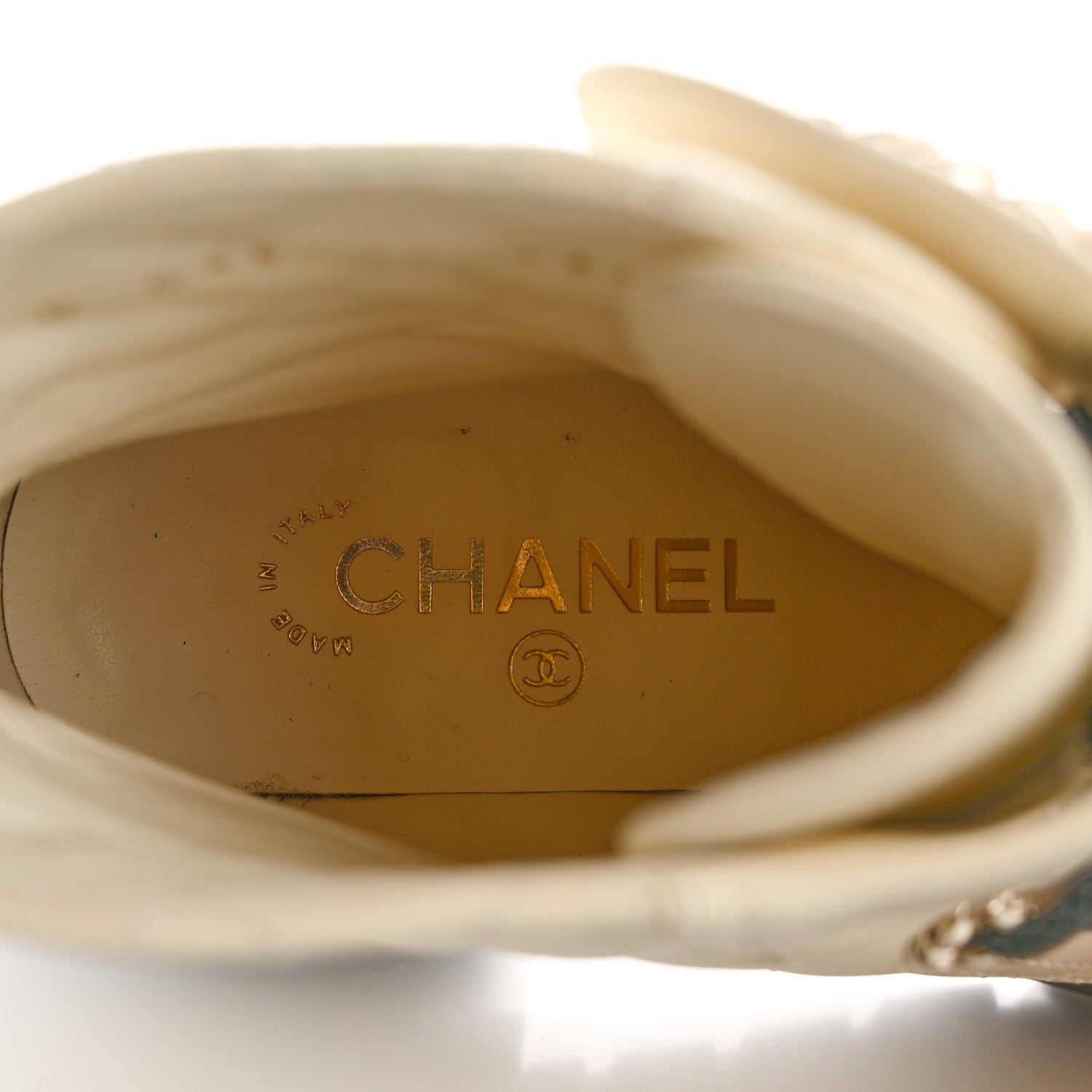 Chanel Shiny Lambskin Quilted Lace Up Combat Boots 36.5 White Black 7 of 12