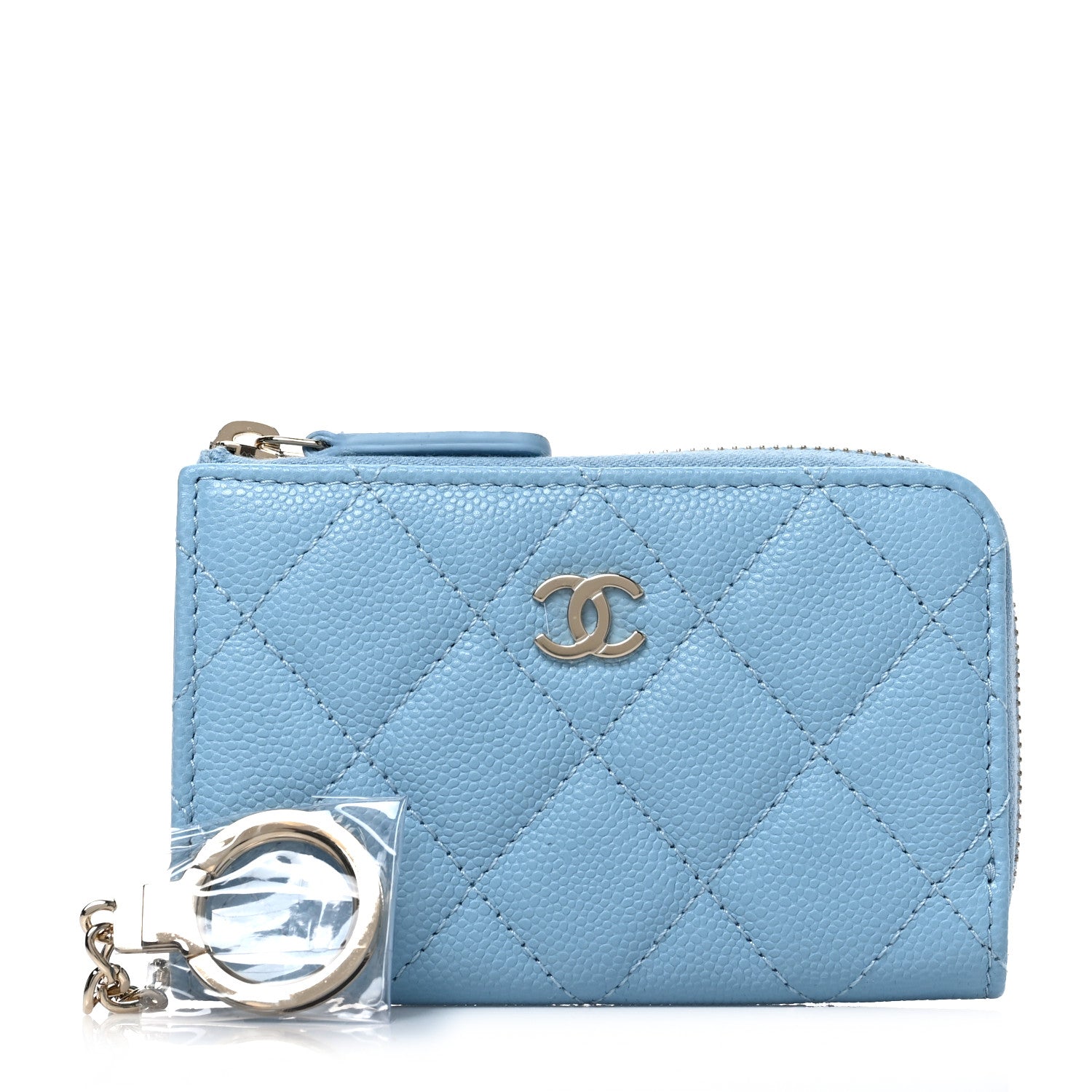 Chanel Caviar Quilted Zipped Key Holder Case Light Blue 1 of 7