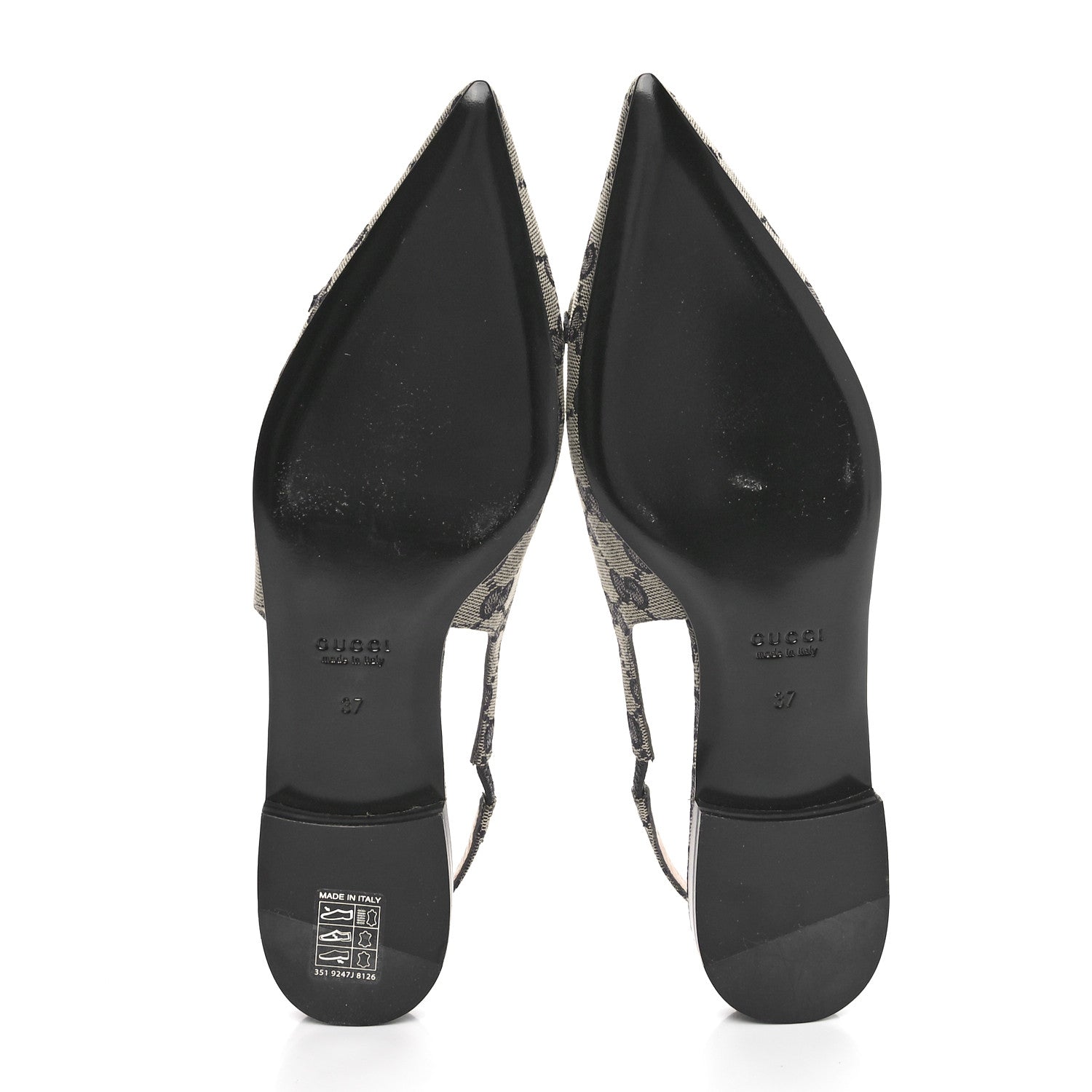 Gucci Monogram Horsebit Womens Slingback Ballet Flat 37 Beige Blue 5 of 9