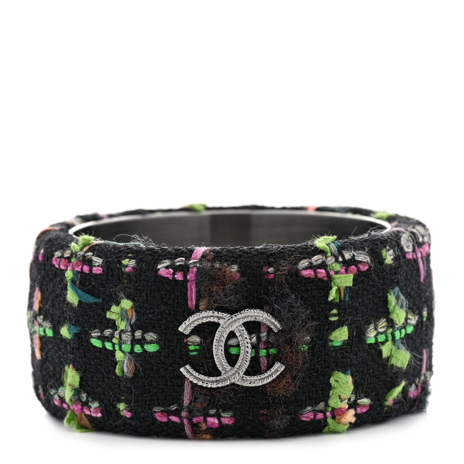 Chanel Tweed CC Wide Bangle M Black Multicolor 1 of 6