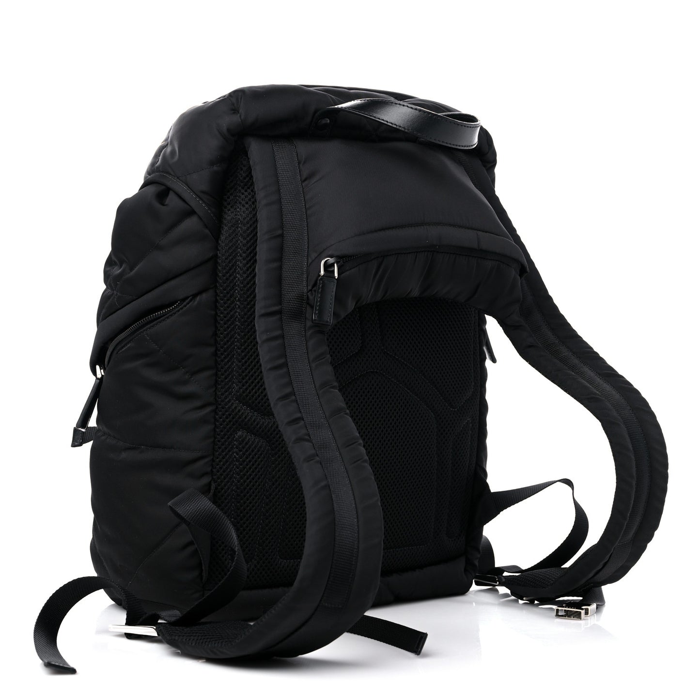 Re-Nylon Men's Padded Logo Backpack With Hood Black