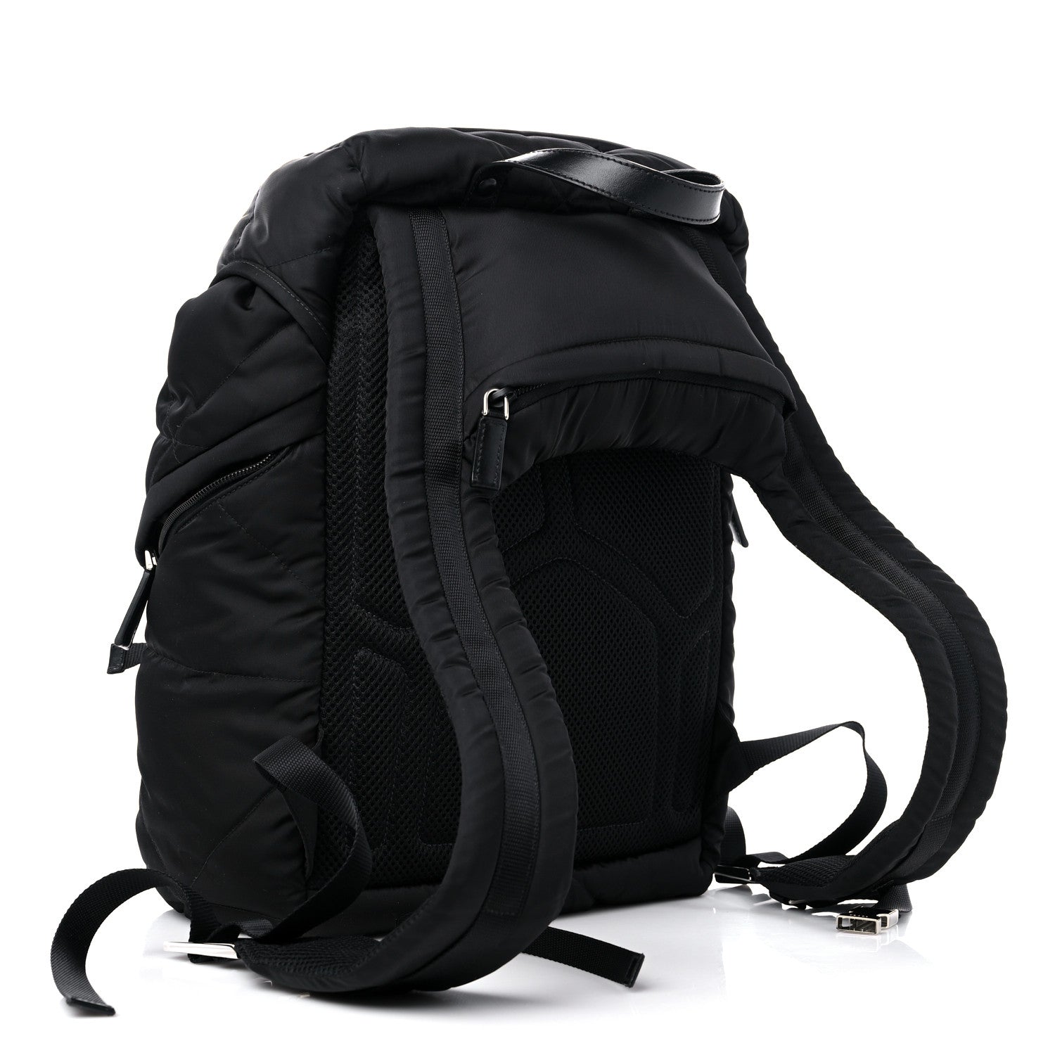 Prada Re-Nylon Men's Padded Logo Backpack With Hood Black 3 of 11