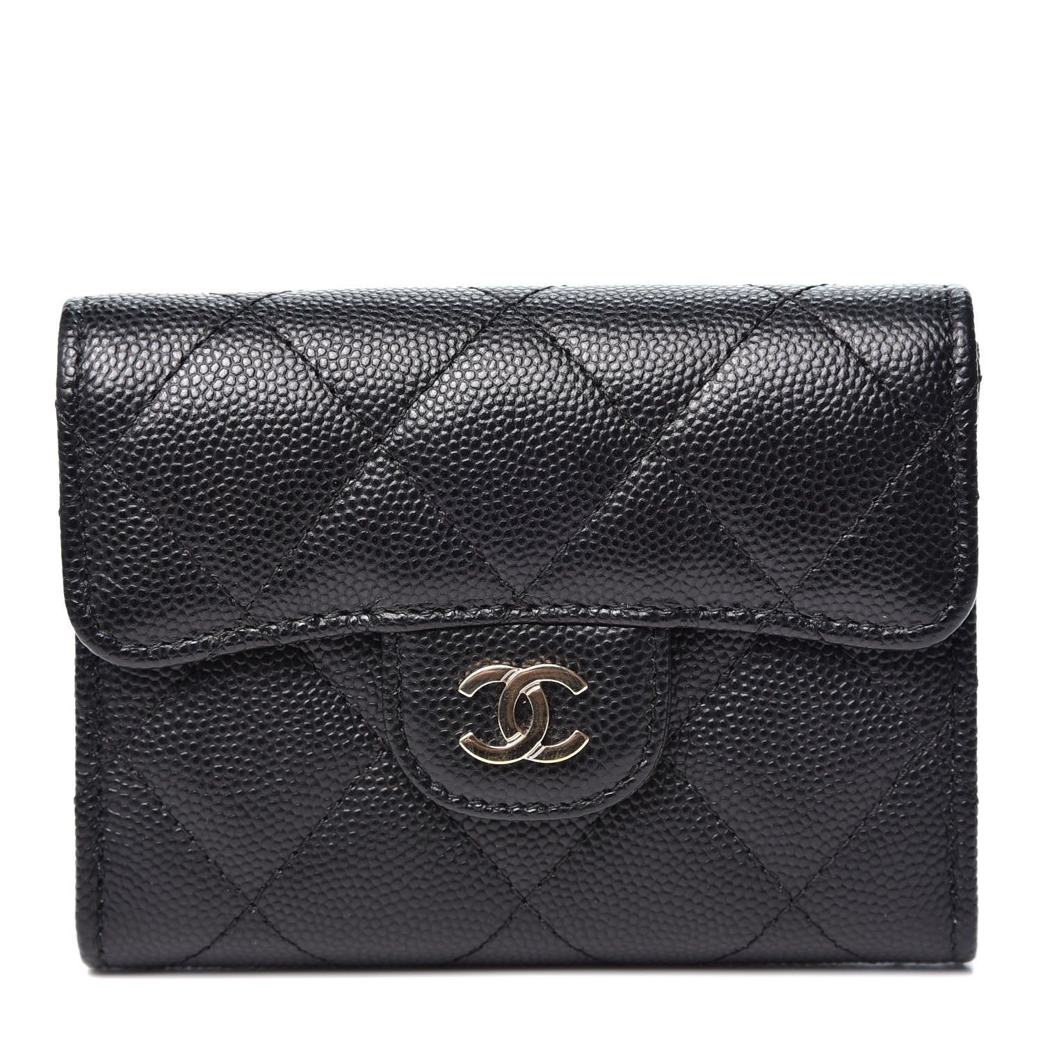 Chanel Caviar Quilted Flap Card Holder Wallet Black 1 of 9
