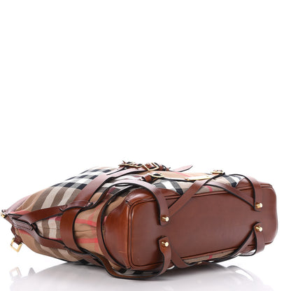 Burberry House Check Bridle Calfskin Medium Gosford Hobo Dark Tan 4 of 12