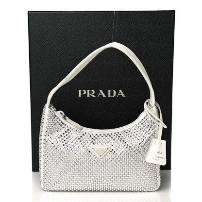 Prada Satin Crystal Mini Re-Edition 2000 Bag White 12 of 12