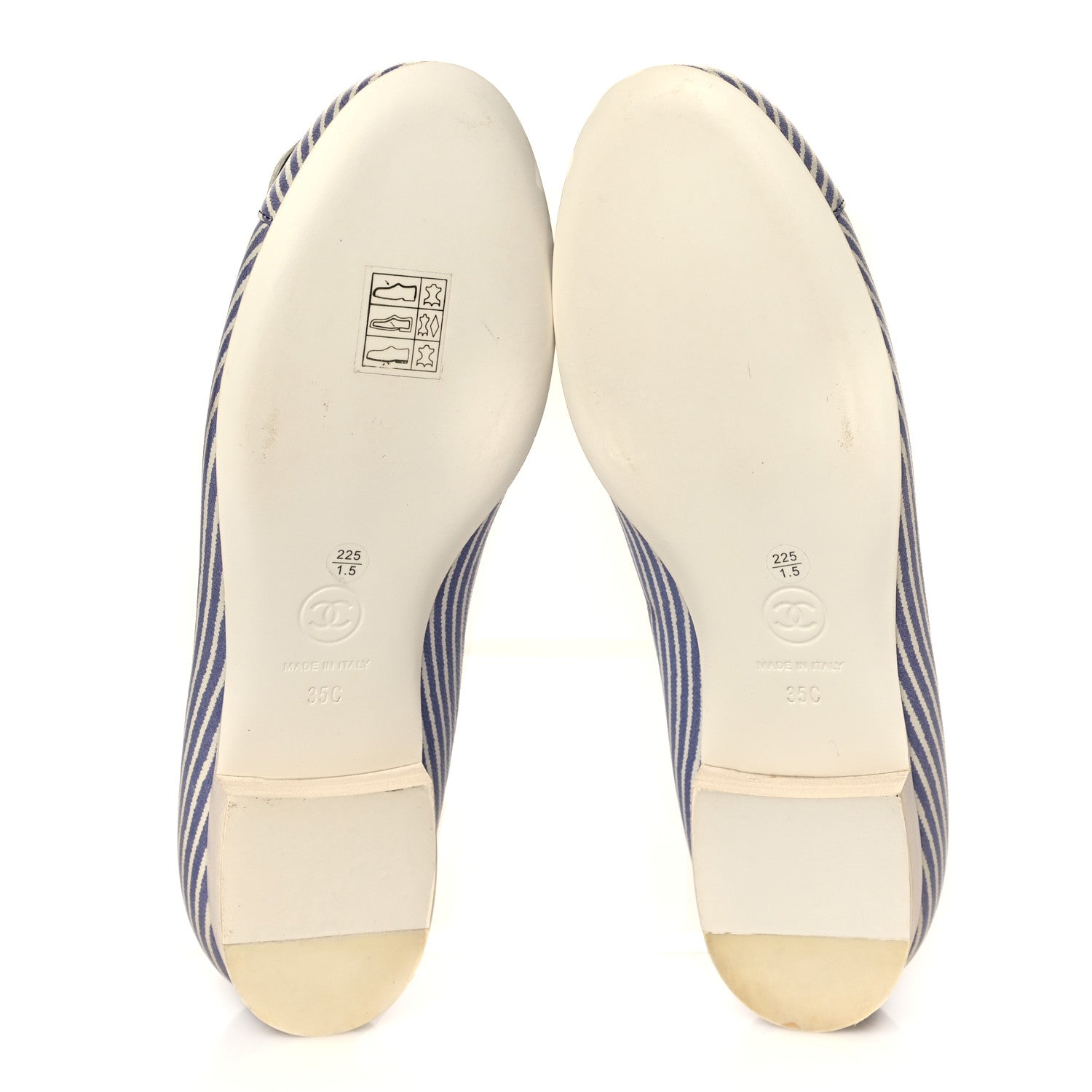 Chanel Lambskin Striped Camellia Ballerina Flats 35 Dark Blue 5 of 10