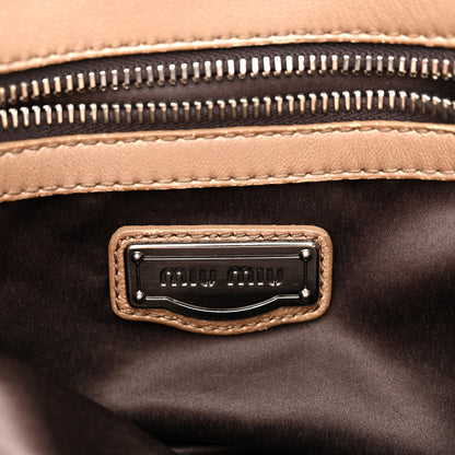 Miu Miu Metallic Nappa Matelasse Top Handle Satchel Cammeo 6 of 18