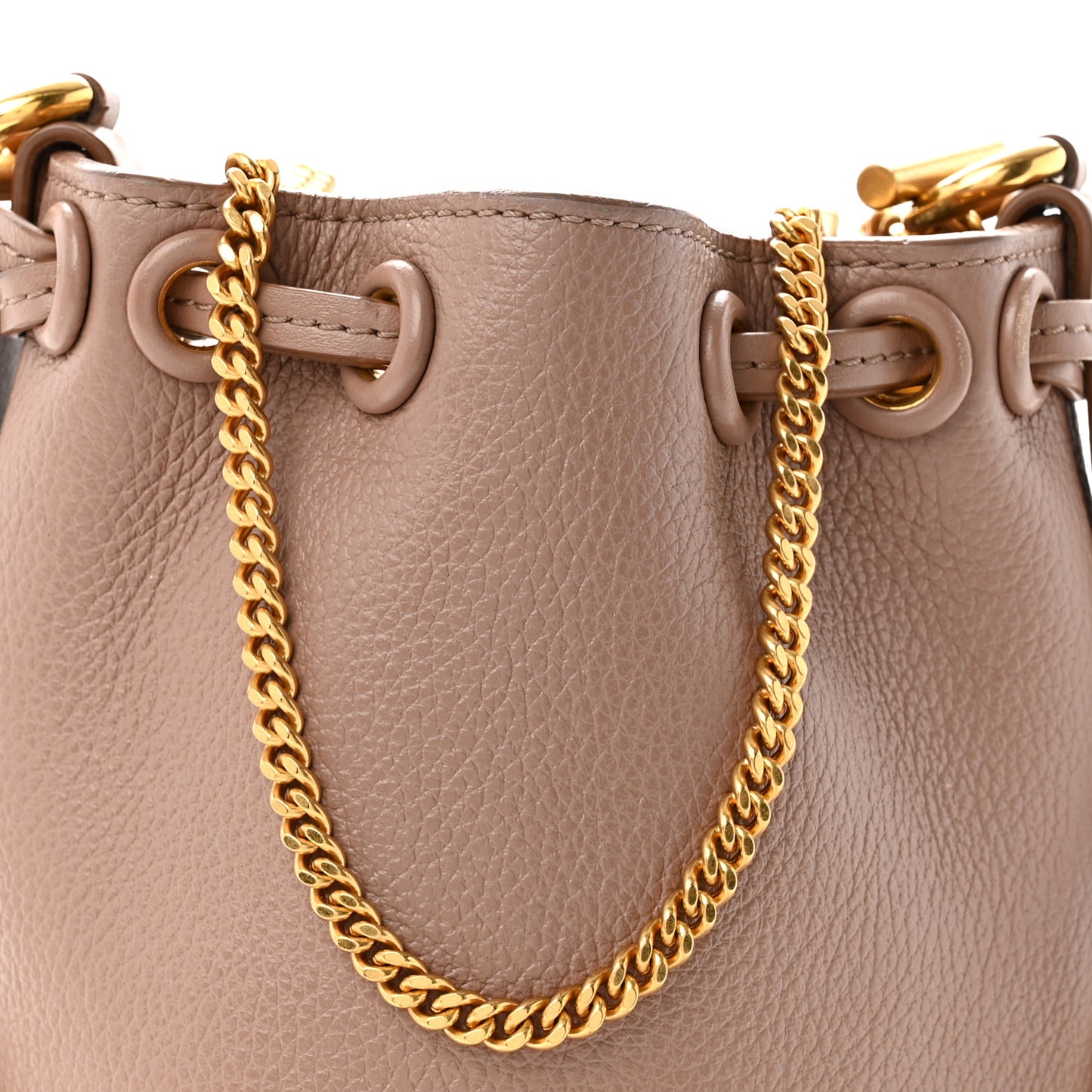 Grained Calfskin Micro Marcie Bucket Bag Woodrose