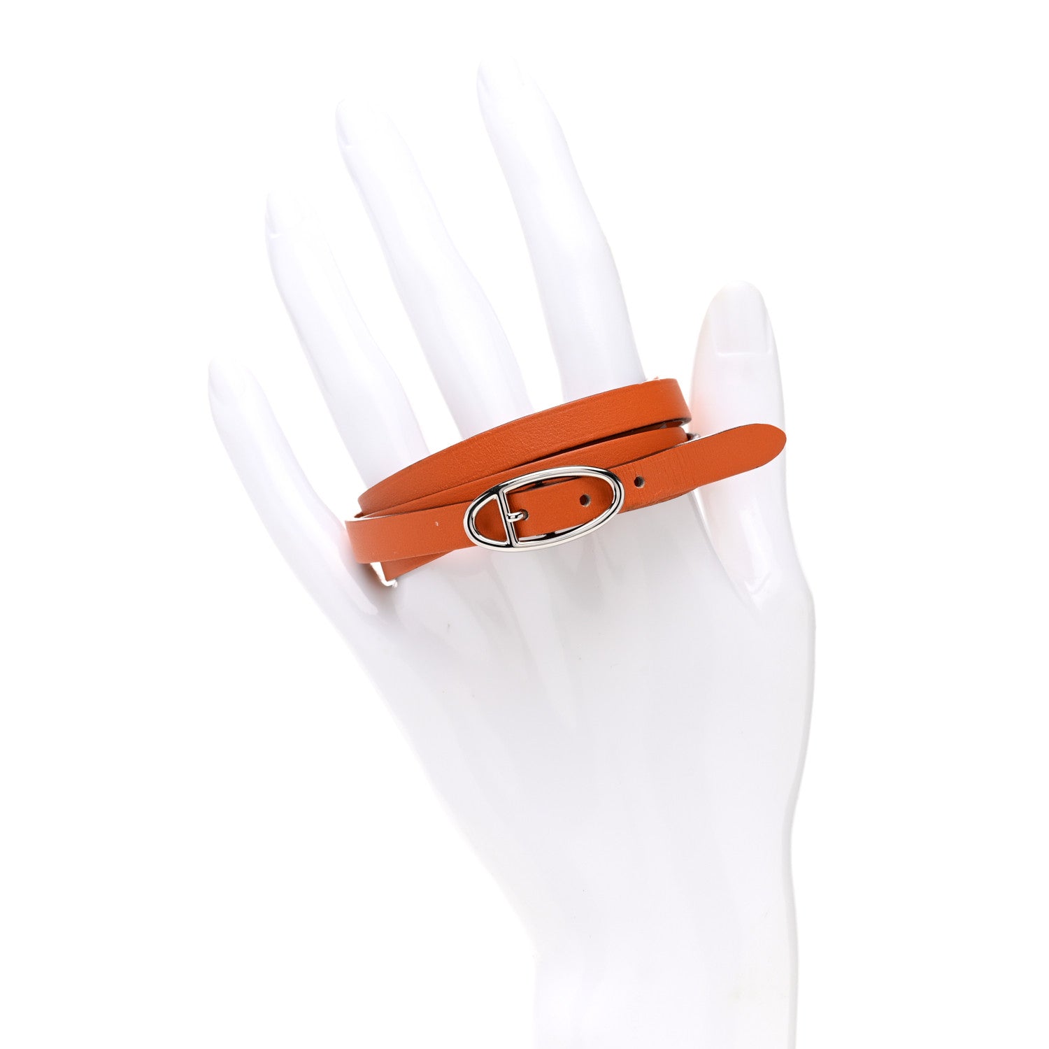 Hermes Chamonix Hapi 3MM Triple Tour Wrap Bracelet Orange 2 of 5