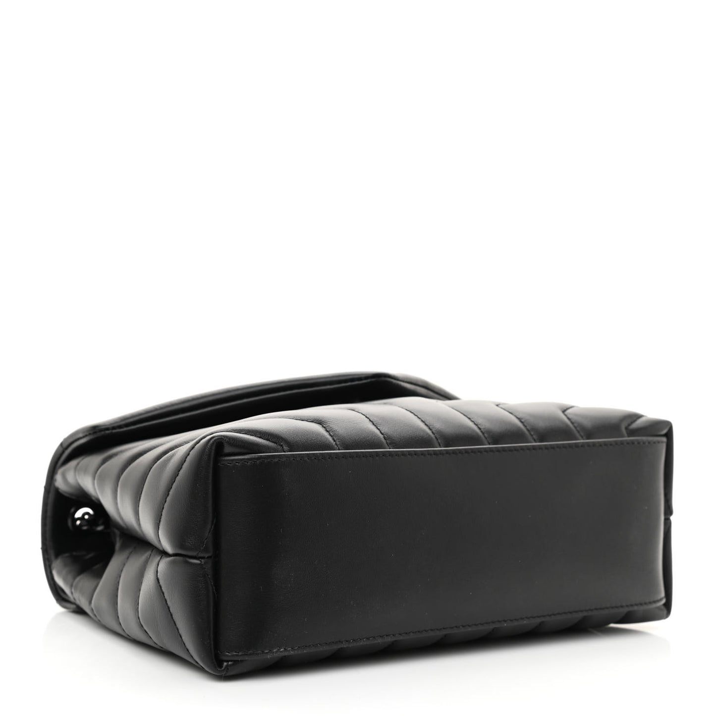 Calfskin Y Quilted Monogram Monochrome Small Loulou Chain Satchel Black