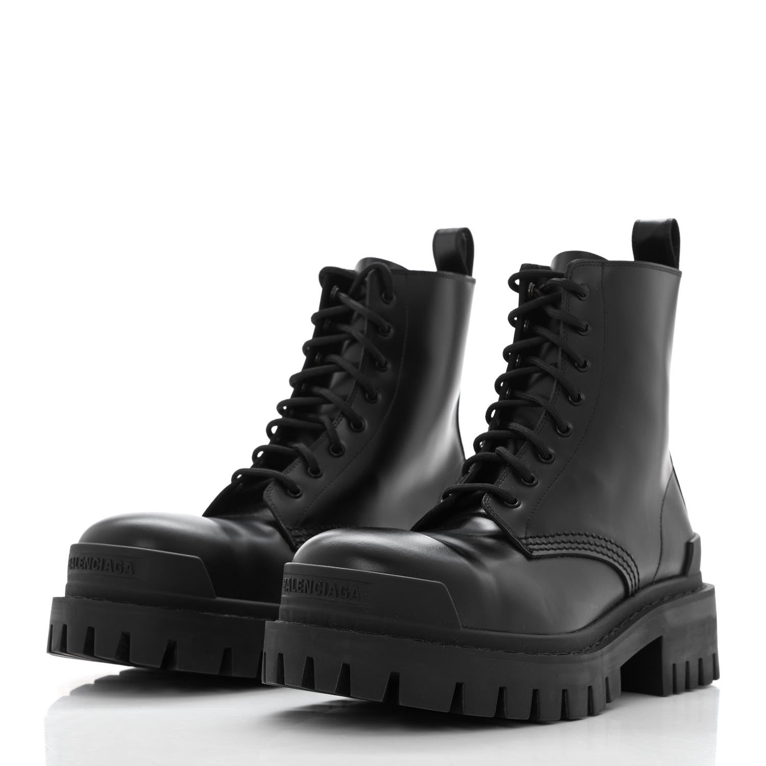 Balenciaga Calfskin Womens Strike 20mm Lace Up Boots 38 Black 3 of 12