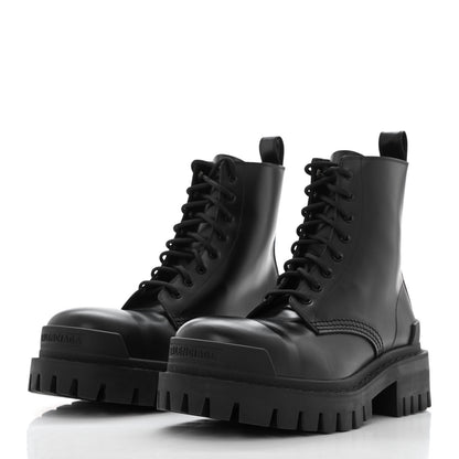 Balenciaga Calfskin Womens Strike 20mm Lace Up Boots 38 Black 3 of 12