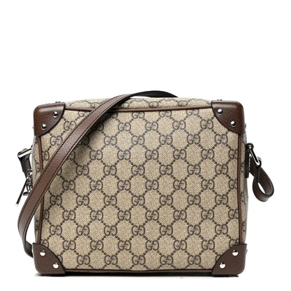 Gucci GG Supreme Monogram Textured Calfskin Square Messenger Bag Beige Ebony New Acero 1 of 4