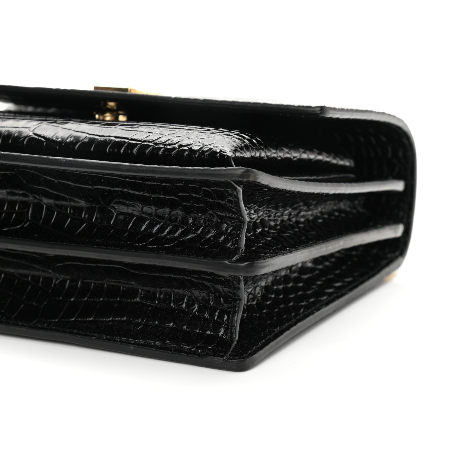 Saint Laurent Calfskin Crocodile Embossed Medium Monogram Sunset Black 11 of 11