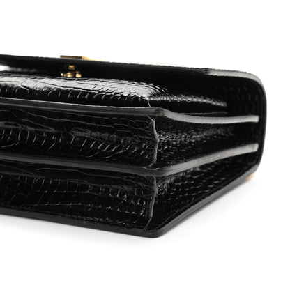 Saint Laurent Calfskin Crocodile Embossed Medium Monogram Sunset Black 11 of 11