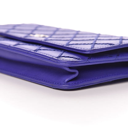 Chanel Calfskin Quilted Fancy CC Wallet On Chain WOC Blue 9 of 14