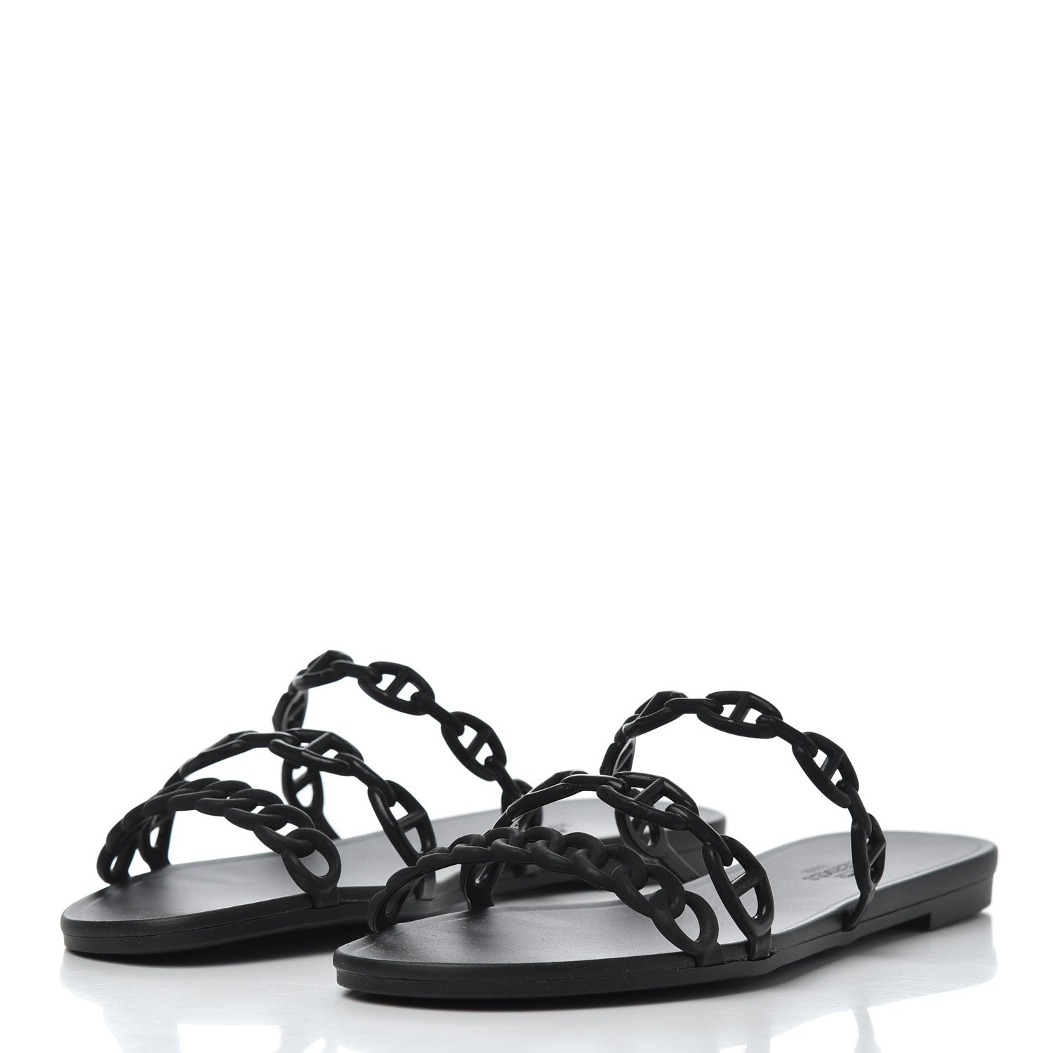 Hermes Rubber Chaine d'Ancre Rivage Sandals 38 Black 3 of 9