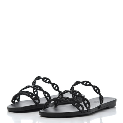 Hermes Rubber Chaine d'Ancre Rivage Sandals 38 Black 3 of 9