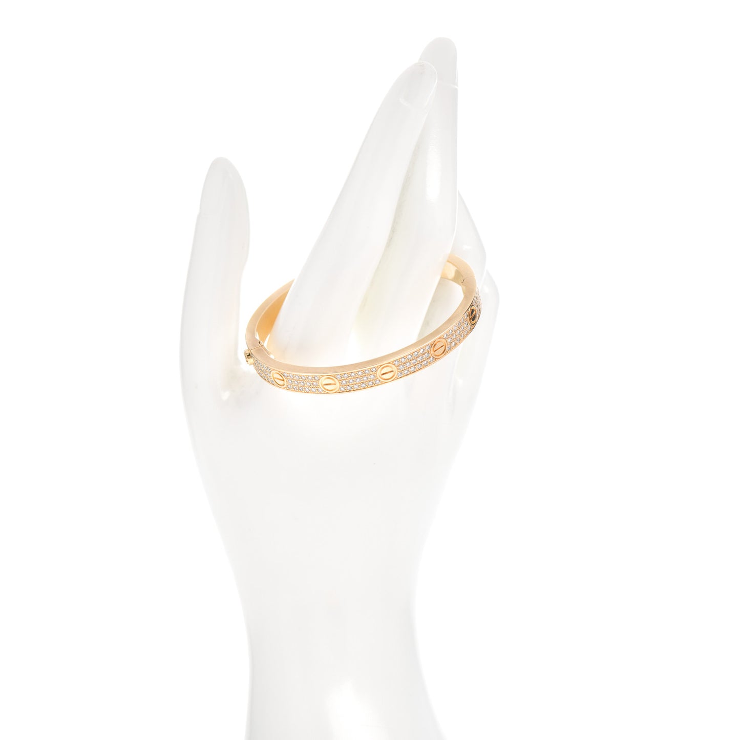 18K Yellow Gold Diamond LOVE Paved Bracelet 17