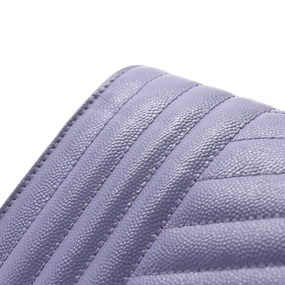 Saint Laurent Grain De Poudre Mixed Matelasse Triquilt Monogram Chain Wallet Mauve 13 of 13