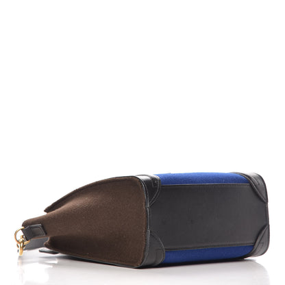 Celine Felt Smooth Calfskin Nano Tri-Color Luggage Indigo Black Brown 4 of 12