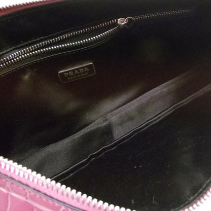 Prada Crocodile Embossed Clutch Pink 5 of 8