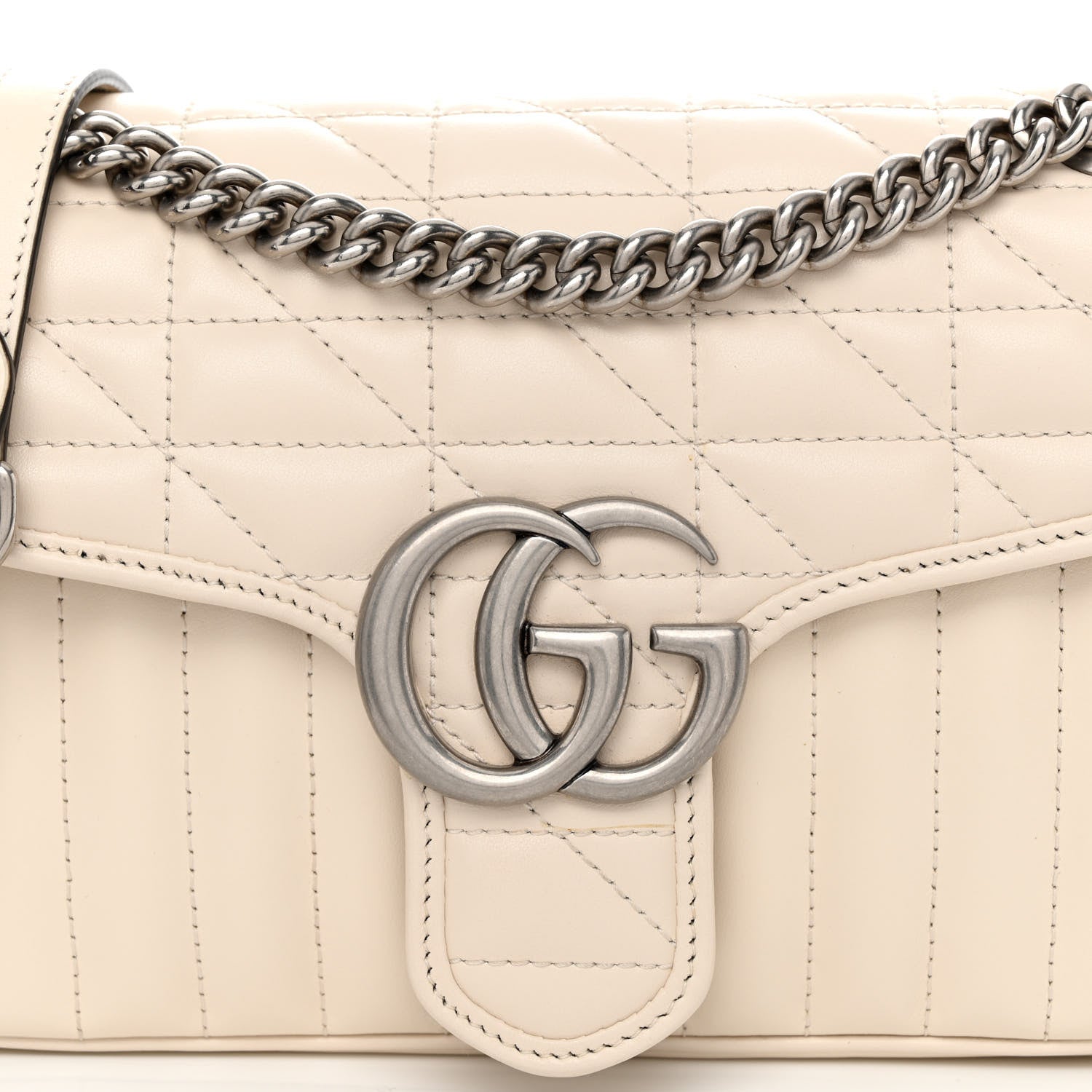 Gucci Calfskin Matelasse Aria Small GG Marmont Shoulder Bag Mystic White 8 of 11
