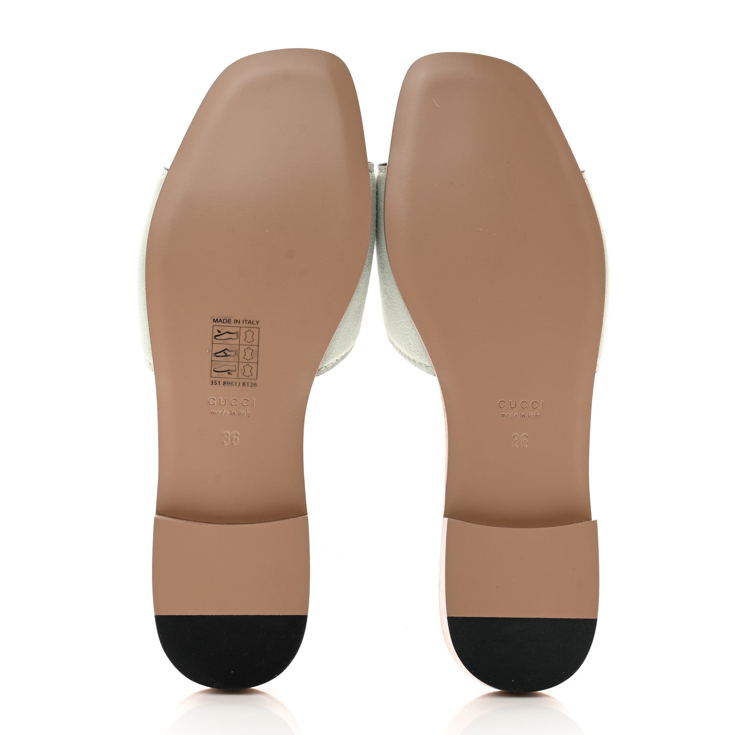 Gucci Kid Scamosciato Interlocking G Cut Out Slide Sandals 36 Pale Green 5 of 10