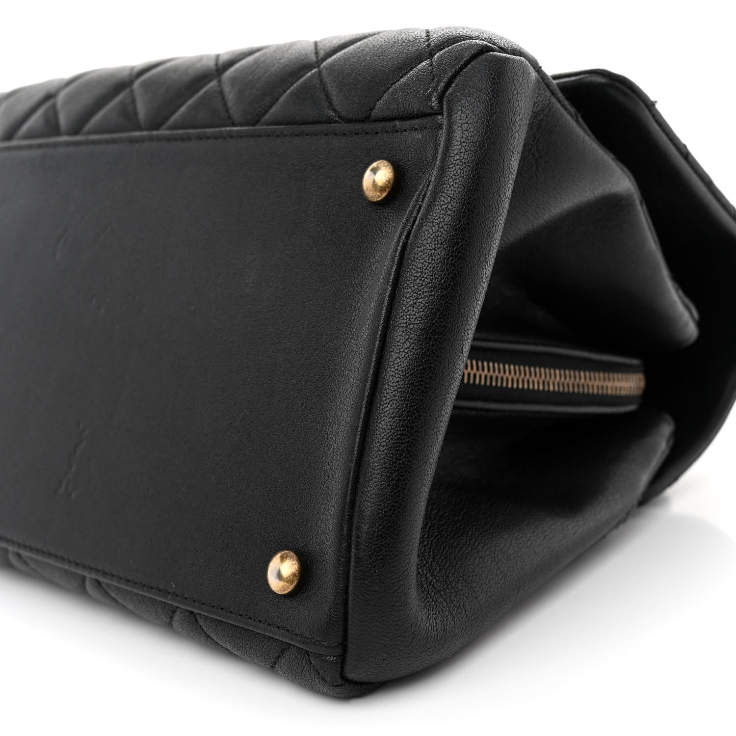 Chanel Shiny Sheepskin Quilted Large Trapezio Flap Black 10 of 13
