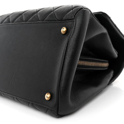 Chanel Shiny Sheepskin Quilted Large Trapezio Flap Black 10 of 13