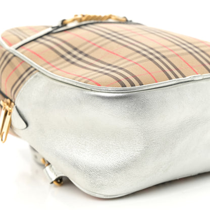 Burberry Smooth Calfskin 1983 Knight Check Link Backpack Silver 8 of 10