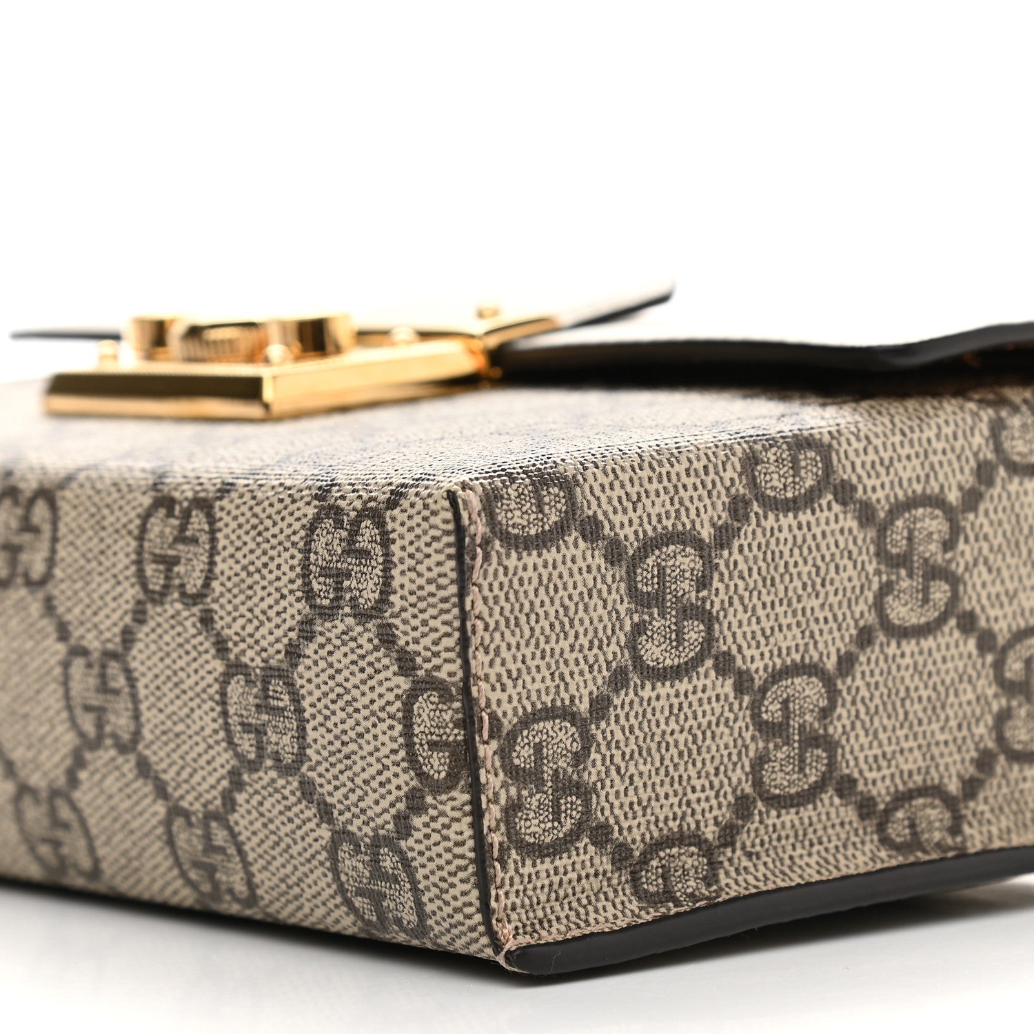 Gucci GG Supreme Monogram New Sakai Calfskin Mini Padlock Top Handle Shoulder Bag Beige Ebony Mystic White Sun Oil 9 of 9
