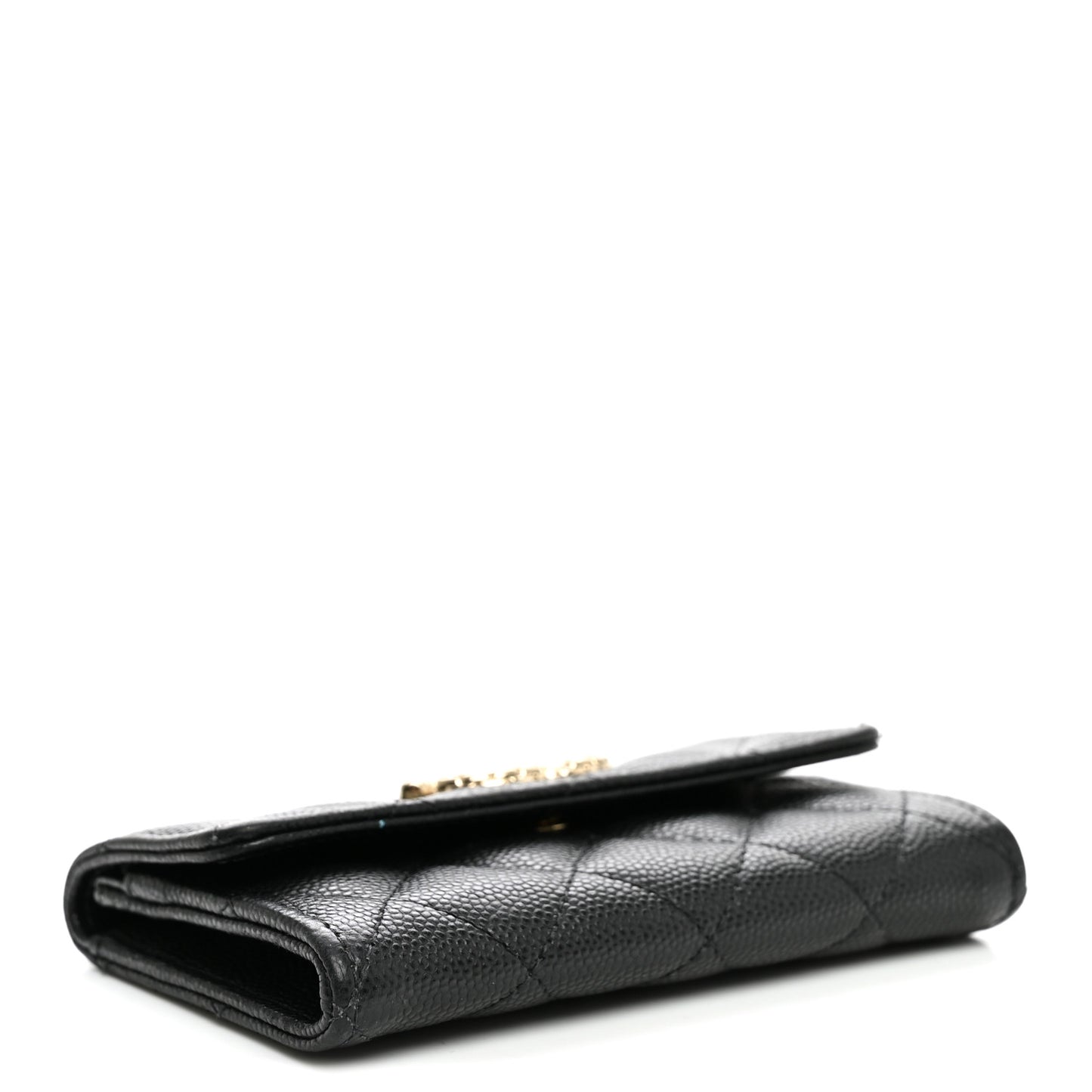 Caviar Quilted Textured CC Flap Card Holder Black