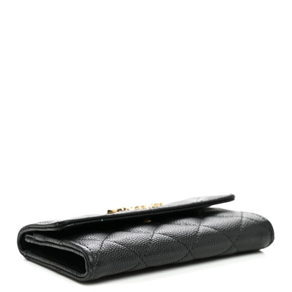 Chanel Caviar Quilted Textured CC Flap Card Holder Black 4 of 9