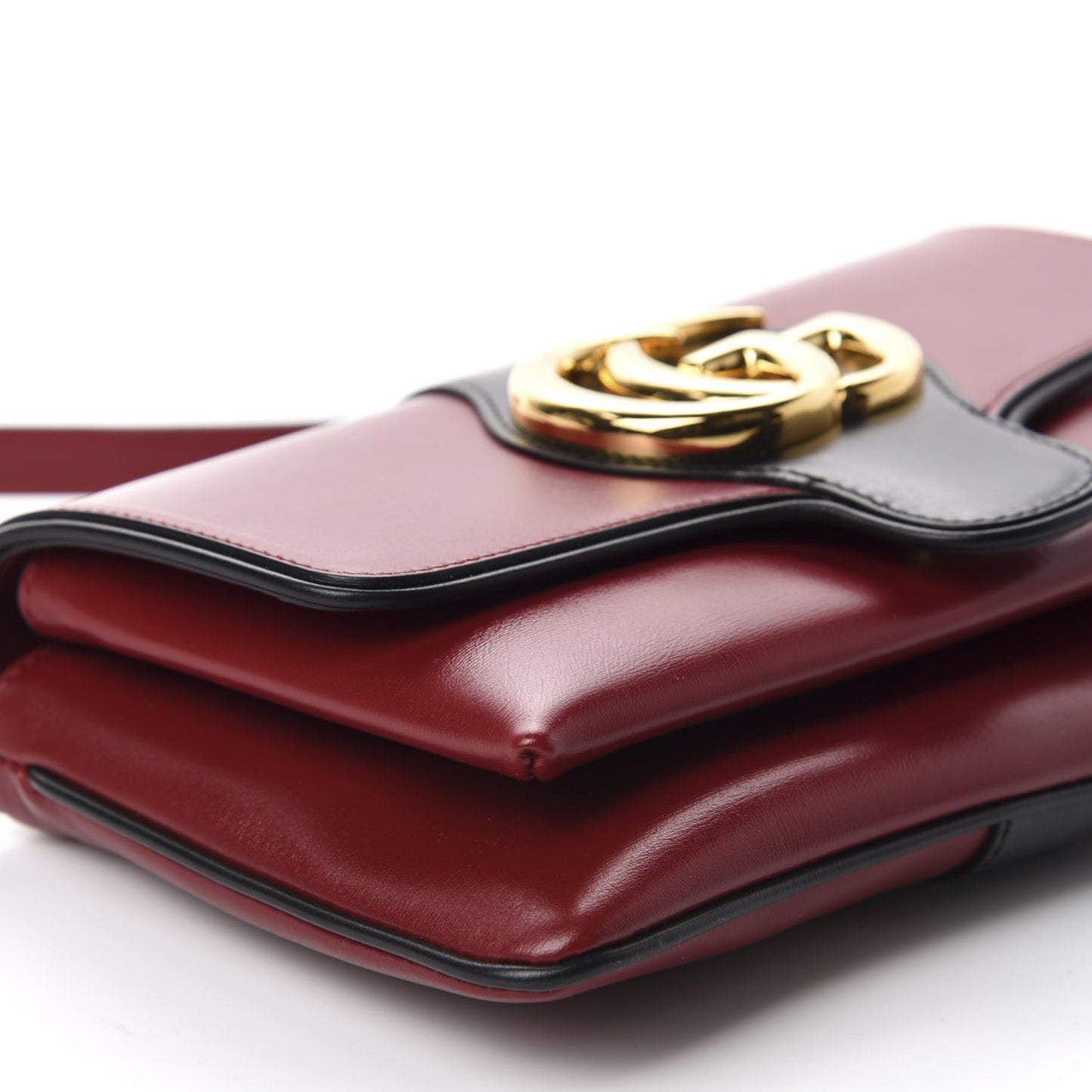 Vitello Palmellato Lux Bi-Color Small Arli Flap Shoulder Bag New Cherry Red Black